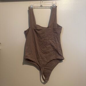 Nuuds Square Neck Tank Bodysuit - Mocha